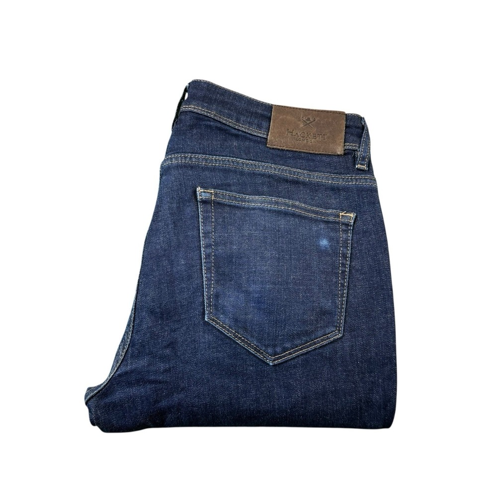 Hackett London Mens Dark Blue Straight Fit Zipper Fly Stretch Jeans Size 32x32